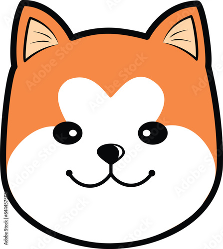 cute element or icon of happy puppy shibuya hachi head vector illustration