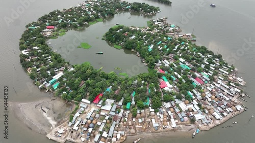 Aerial view of flood affected village in Nikli, Kishoreganj, Bangladesh. photo