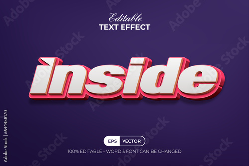 Inside 3D Text Effect Style. Editable Text Effect.