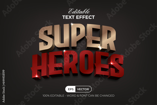 Super Heroes 3D Text Effect Curved Style. Editable Text Effect.