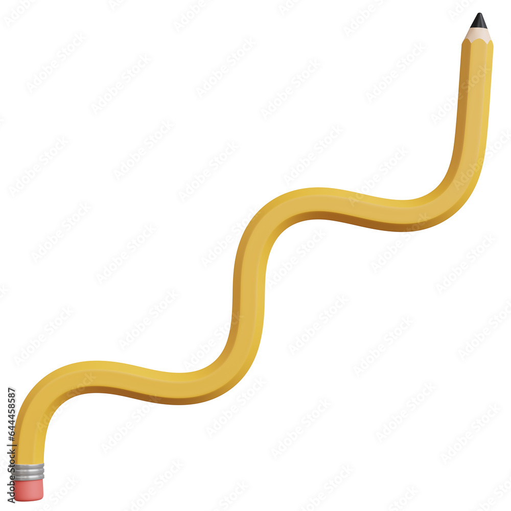 3d render of yellow pencil with abstract shape 3d render of yellow pencil with abstract shape