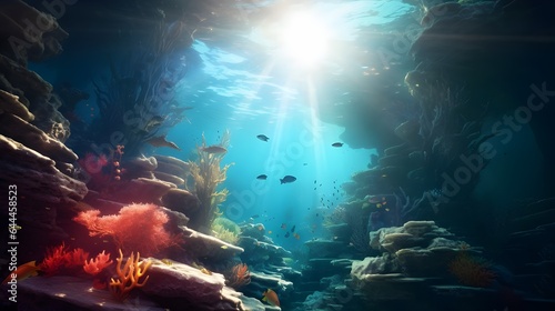 underwater scene with coral reef © Sadia Rana