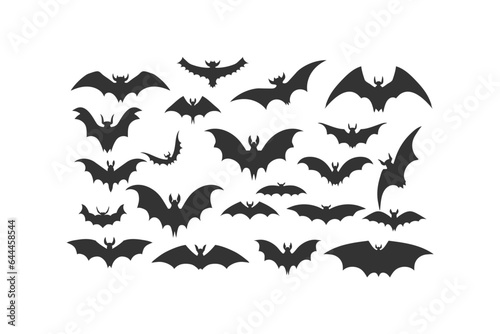 Bat silhouette icon set. VEctor illustration design