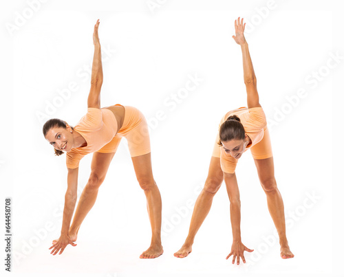 Wallpaper Mural Happy young athletic woman doing gymnastics - isolated on white background Torontodigital.ca