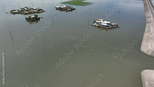 Aerial view of flood affected village in Nikli, Kishoreganj, Bangladesh. photo