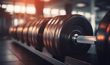 dumbbell focus close up inside the gym, ai generative