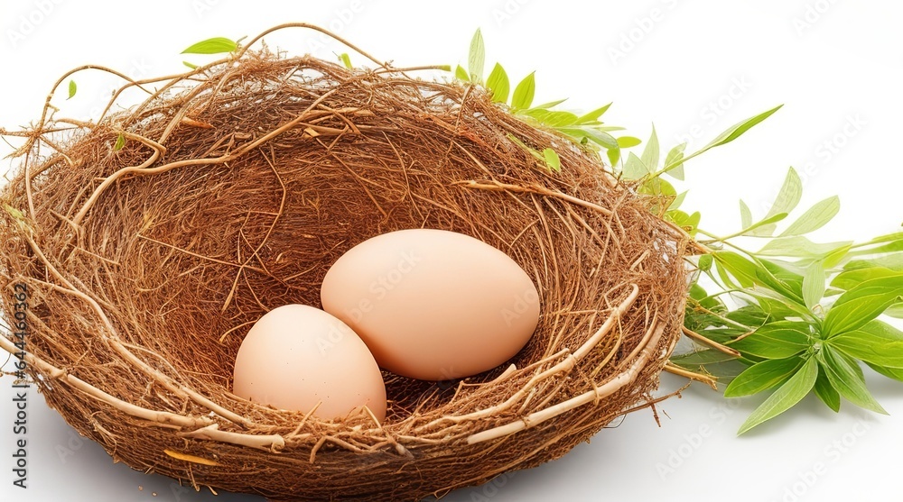 Fresh Eggs in a Nest: Crisp White Background Photography. Fresh Eggs in a Nest: Crisp White Background Photography.