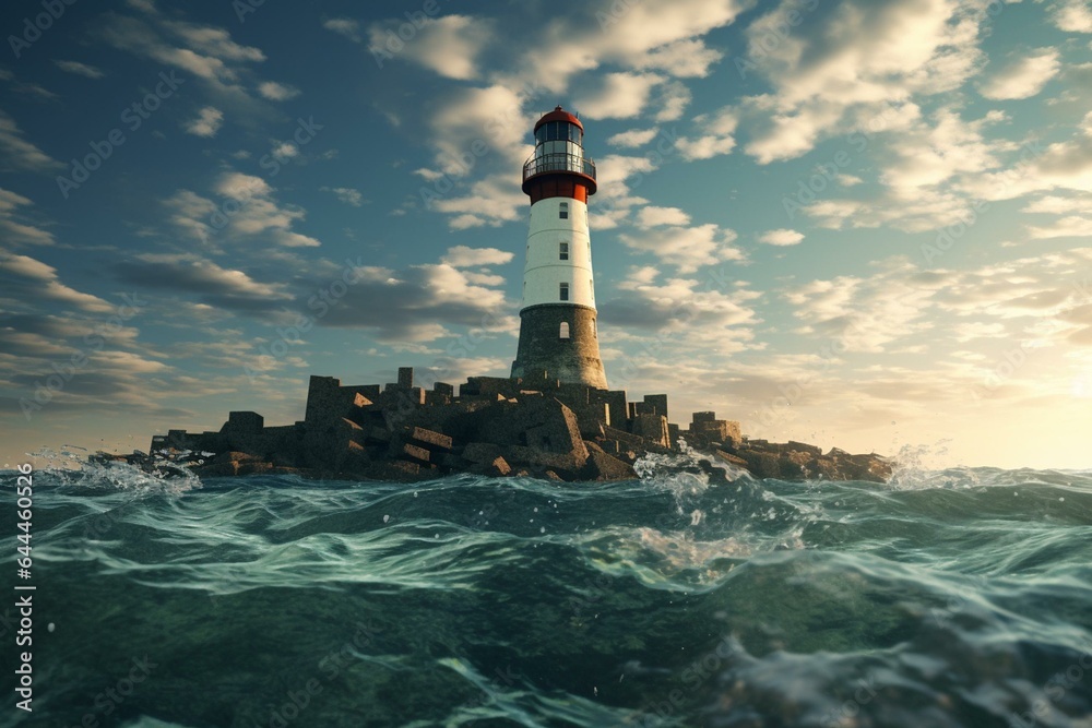 Lighthouse with clear background. Generative AI