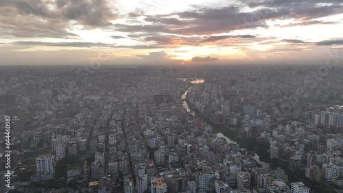 Aerial view of Dhaka cityscape, Dhaka, Bangladesh. photo