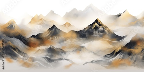AI Generated. AI Generative. Watercolor drawing painting mountains landscape background. Outdoor nature adventure travel hiking trekking inspiration. Graphic Art