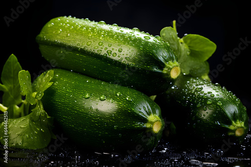 Photo of fresh green cucumbers arranged neatly on a table