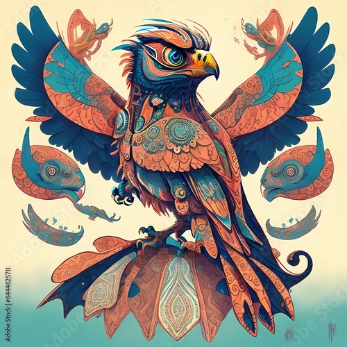 Abstract falcon sketches, whimsical characters, and abstract patterns. 