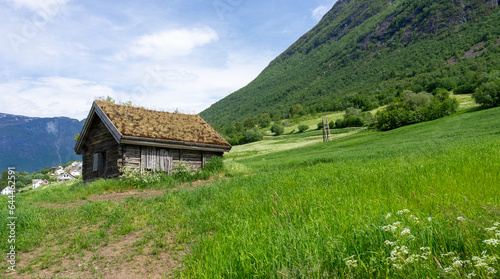 Fototapeta Naklejka Na Ścianę i Meble -  The Beautiful green nature of Norway in Olden. 