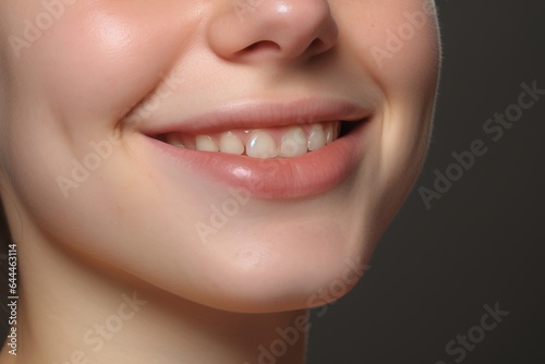 a macro close-up portrait of a face of a young white caucasian woman with perfect skin  freckles. Face details. Skin beauty and hormonal female health concept.