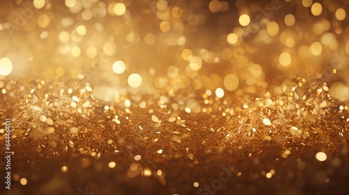 abstract golden colored background  texture with gold glitter and bokeh lights. wallpaper element