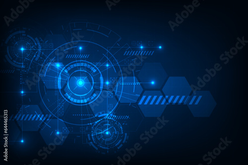 Vector digital hud circuit circle technology adstract blue light background.