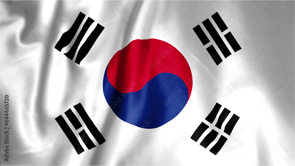 Flag of South Korea, Fabric realistic flag, South Korea Independent Day flag Flag of South Korea, Fabric realistic flag, South Korea Independent Day flag