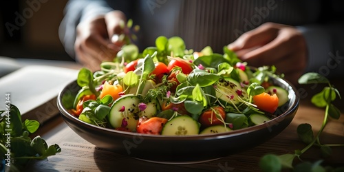 Healthy eating concept, fresh vegetable salad