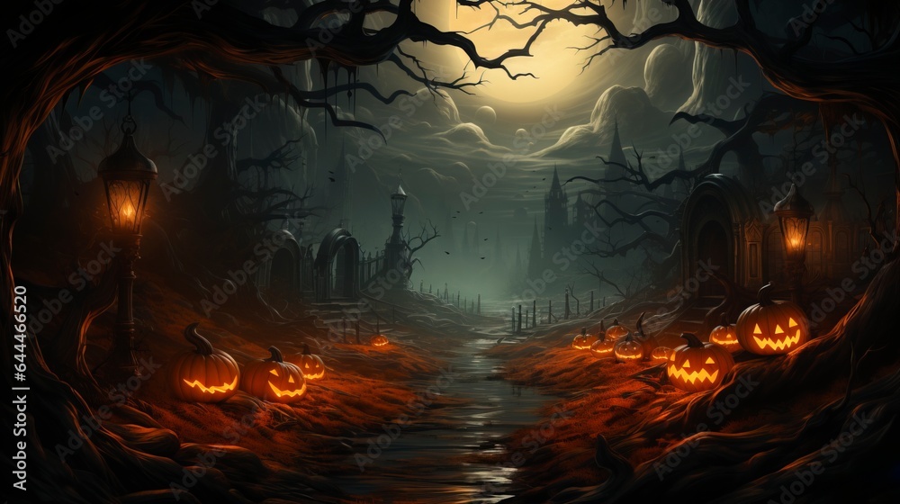 16:9 aspect ratio spooky halloween background wallpaper with scary haunted castle and trees 16:9 aspect ratio spooky halloween background wallpaper with scary haunted castle and trees