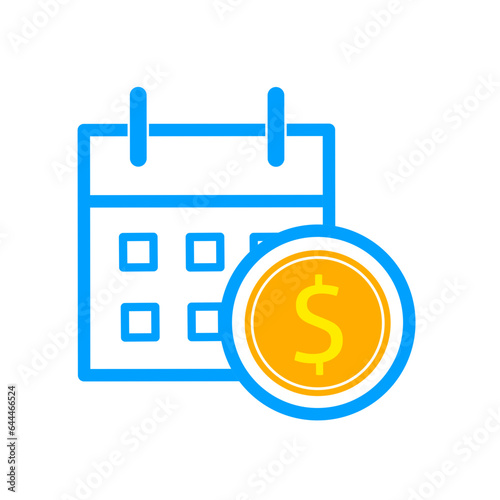 financial plan icon vector with simple design.calendar icon with dollar coins