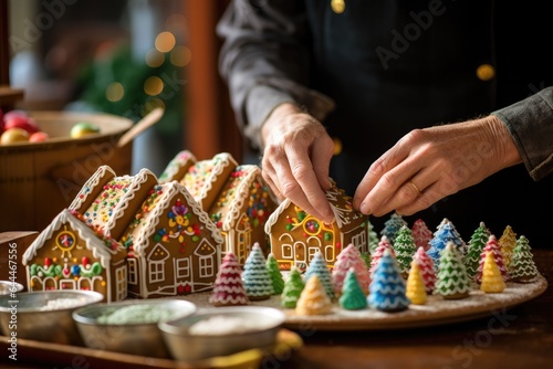 Generative ai of colorful handcrafted cookies made for the upcoming Christmas season at the bakery.