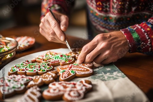 Generative ai of colorful handcrafted cookies made for the upcoming Christmas season at the bakery.