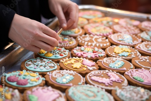 Generative ai of colorful handcrafted cookies made for the upcoming Christmas season at the bakery.