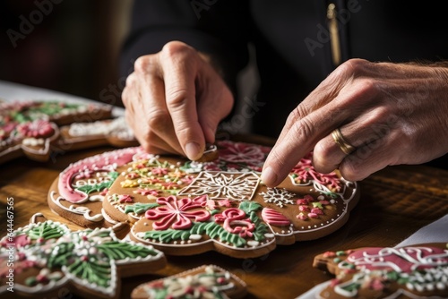 Generative ai of colorful handcrafted cookies made for the upcoming Christmas season at the bakery.