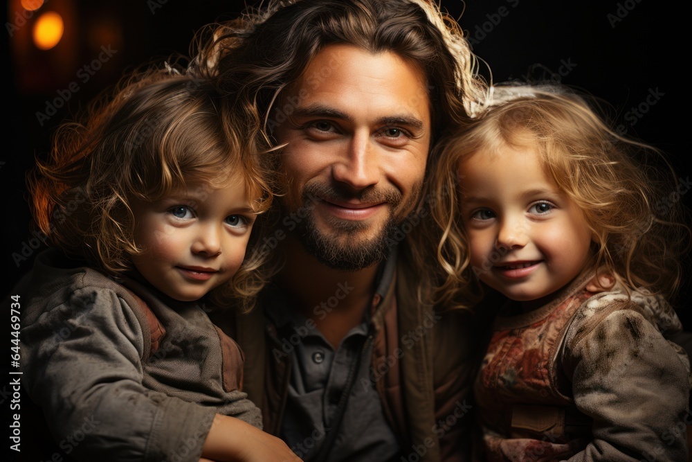 portrait of jesus with little girls in arm