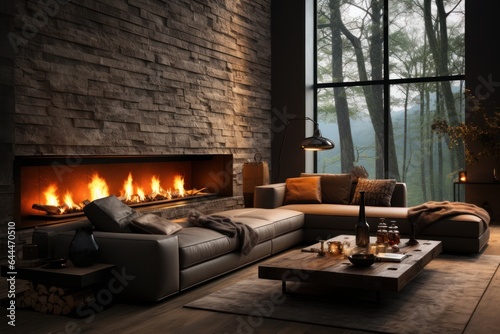 living room with fireplace © nataliya_ua