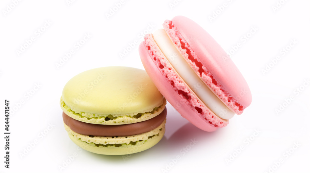 Vibrantly hued macaroons set against a pristine white backdrop. Vibrantly hued macaroons set against a pristine white backdrop.