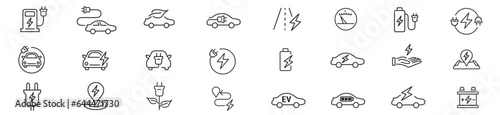 Electro Car Icon line collection vector