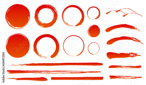 筆　丸　線　手書き　赤　セット　和風