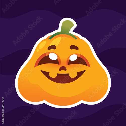 Halloween Pumpkin Illustration Sticker Cute Toon