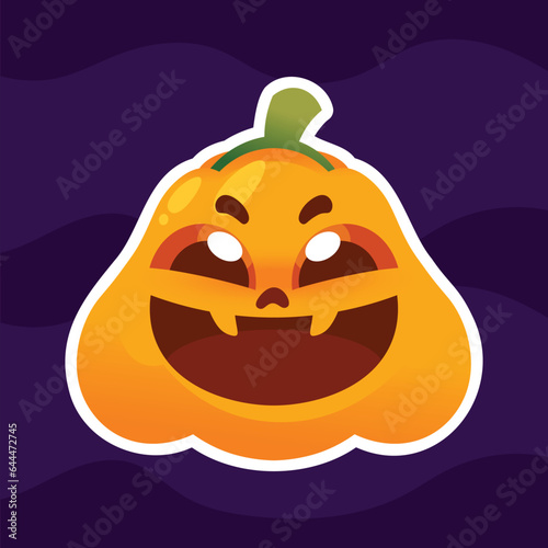 Halloween Pumpkin Illustration Sticker Cute Toon