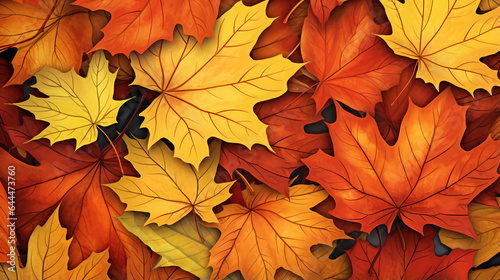 Autumn season banner, photo, illustration of autumn maple leaves, trees © Amir
