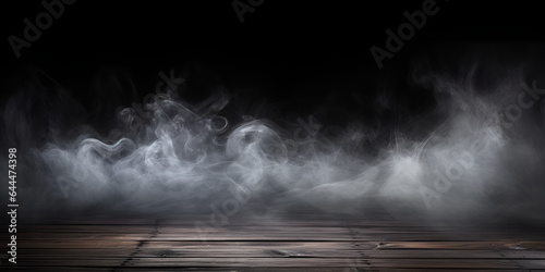 Mysterious fog on dark empty background,Premium Photo   Dark abstract empty wooden table top and smoke © Ayesha