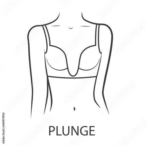 Plunge bra on a woman body. Vector illustration on white background