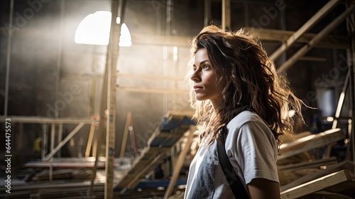 Woman working in construction