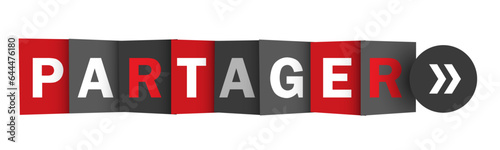 PARTAGER (SHARE in French) red and gray vector web button
