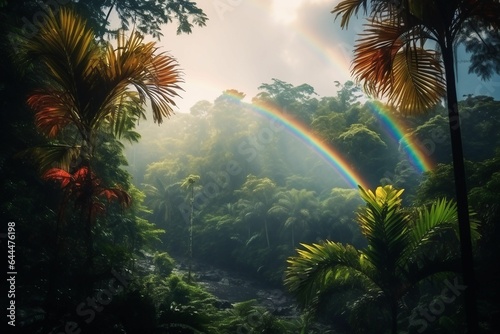Rainbow in amazon forest