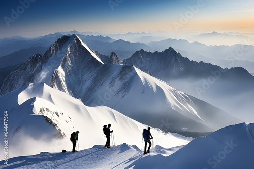 Mesmerizing scenery enjoyed by those who reach the mountain summit. Generative AI.
