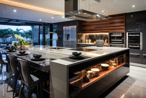 Sleek and Stylish  A Contemporary Urban Kitchen Interior with Modern Elegance and Functional Design