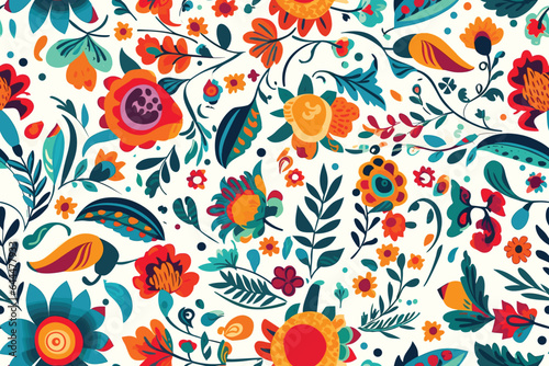 Vector abstract, art, backdrop, background, Christmas seamless pattern with Watercolor painting green leaves and lisianthus flower arrangement and berries. Hand drawn.