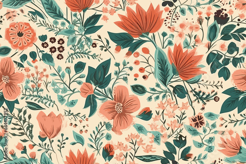 vector floral seamless pattern with colorful exotic flowers.