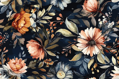 Field flowers. vector seamless pattern with cornflowers,