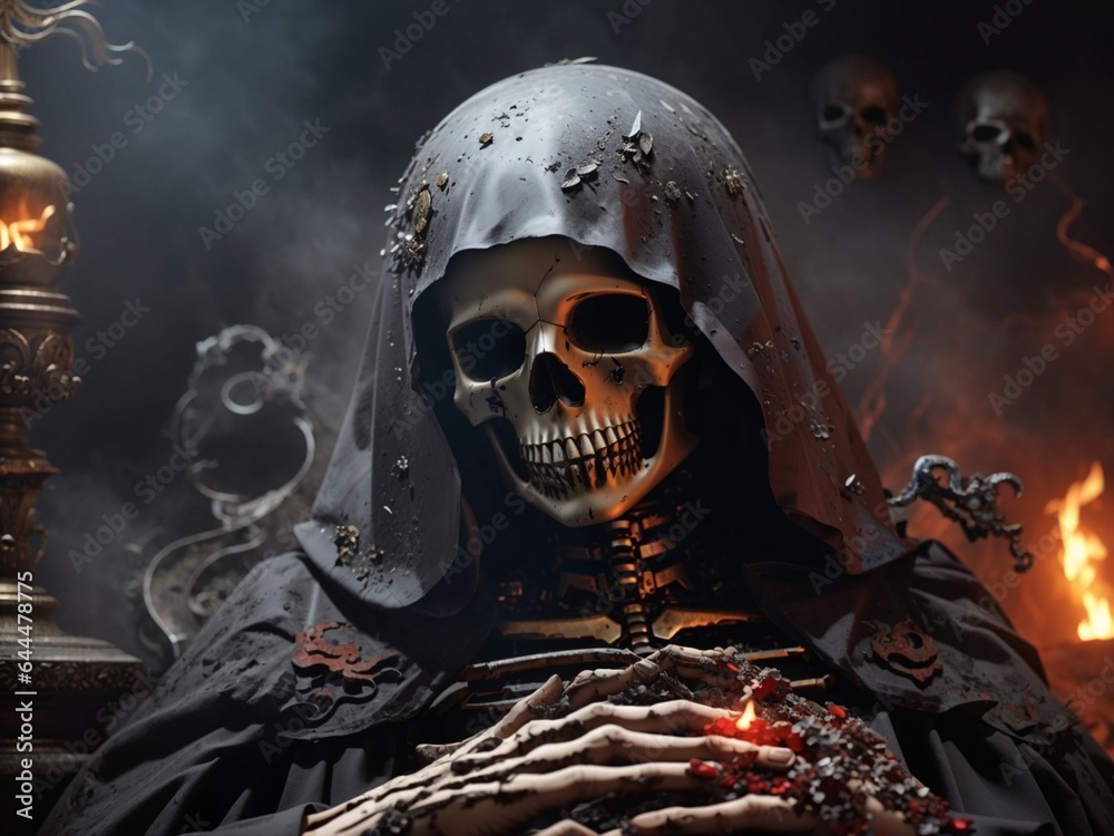 halloween skeleton with skull and bones