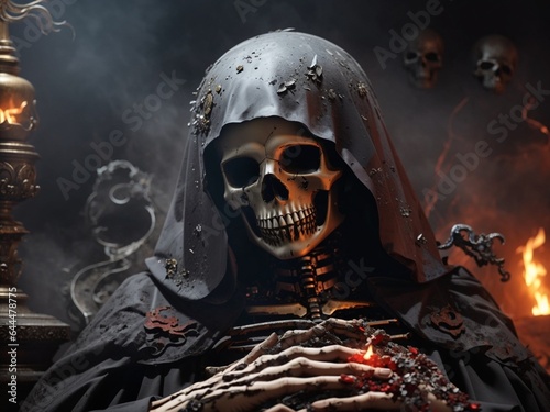 halloween skeleton with skull and bones