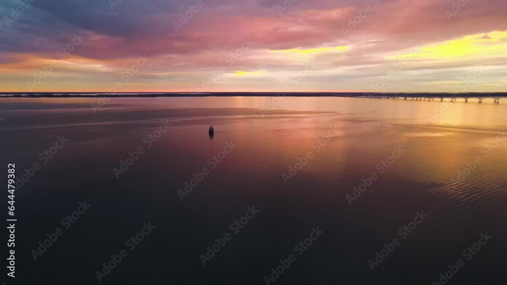 Aerial view of Sandy Point State Park along the Chesapeake Bay at sunset, Annapolis, Maryland, United States. Aerial view of Sandy Point State Park along the Chesapeake Bay at sunset, Annapolis, Maryland, United States.