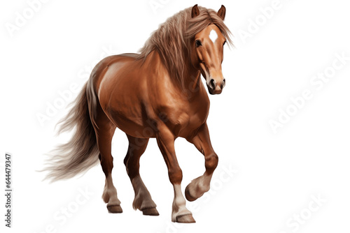 Moving Brown Horse Isolated on a Transparent Background PNG. Generative Ai